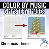 Color by Music Symbol Mystery Images Christmas & New Year'