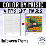 Color by Music Symbol Mystery Images Halloween Music Color