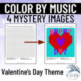 Color by Music Symbol Mystery Images Valentine's Day Music