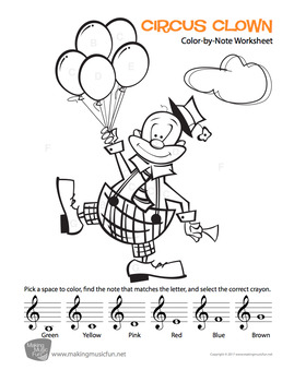 Color-by-Note | Treble Clef Note Names Worksheet Pack