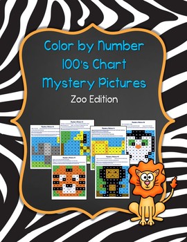 Preview of Color by Number 100 Chart Mystery Pictures: Zoo Edition