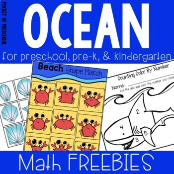 Preview of Ocean Theme - Math Games (Counting, Adding, & 2D Shapes)