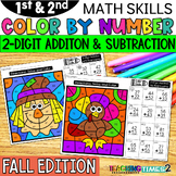 Fall-Color by Number 2-Digit Addition and Subtraction-Fall