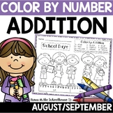 Color by Number Addition Facts | Back to School August Sep