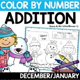 Color by Number Addition | Winter Theme December and Janua