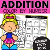 Color by Number Addition Facts - Fact Fluency Math Workshe