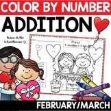 Color by Number Addition February and March | Adding Digits 0-20