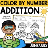 Color by Number Addition Facts | June July Summer Theme | 