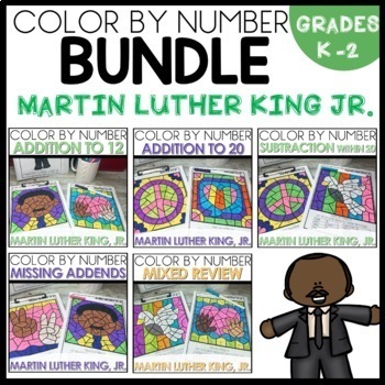 Preview of MLK Color By Number Coloring Sheets Addition and Subtraction within 20 Pages