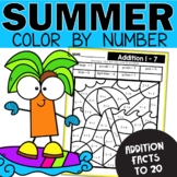 Summer Addition Math Worksheets | Color by Code and Number