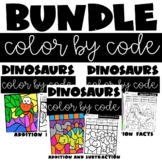 Color by Number Addition and Subtraction Dinosaurs