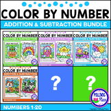 Color by Number Addition and Subtraction Numbers 1-20 Bundle