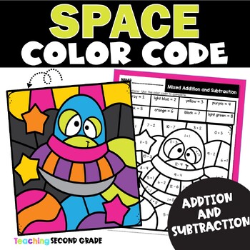 Preview of Color by Number Addition and Subtraction - Space Theme Morning or Busy Work