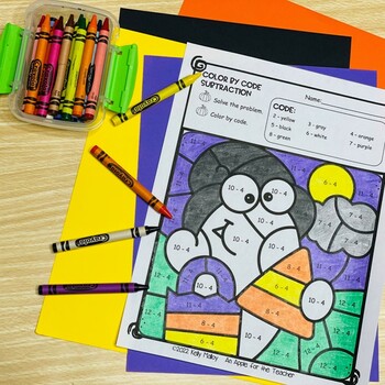 Color by Number Addition and Subtraction Within 20 Halloween Coloring Pages