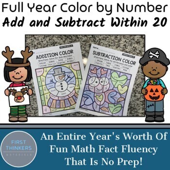Preview of Color by Number Addition and Subtraction Within 20 | Easter Math