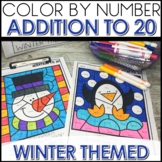 Color by Number Addition up to 20 WINTER Worksheets | Prin