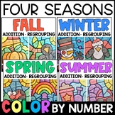 Color by Number Addition with Regrouping Math Practice - 4
