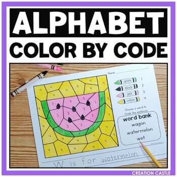 Preview of Color by Number Alphabet Worksheets