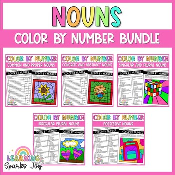 Preview of Color by Number BUNDLE | Nouns | No Prep Grammar Printables!