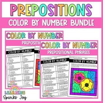 Preview of Color by Number BUNDLE | Prepositions | No Prep Grammar Printables!