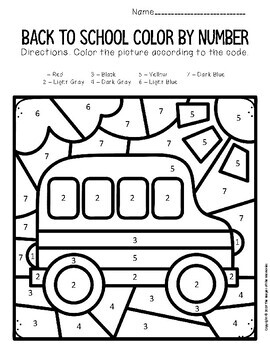 color by number back to school kindergarten worksheets tpt