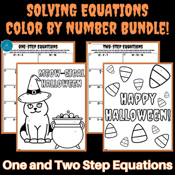 Preview of Color by Number | Balancing Equations | Halloween Math | Solving Equations