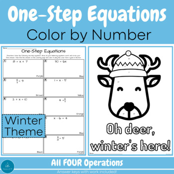 Preview of Color by Number | Balancing Equations | Winter Math | One Step Equations | Math