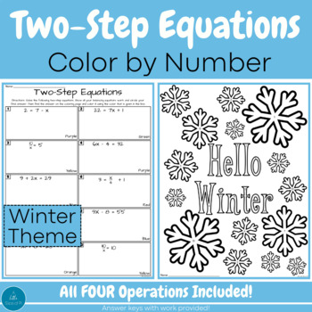 Preview of Color by Number | Balancing Equations | Winter Math | Two Step Equations | Math