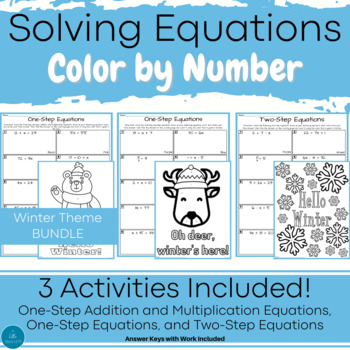 Preview of Color by Number | Balancing Equations | Winter Math | Winter Activities | Math