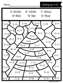 Color by Number Christmas- Math Worksheets by Lucky2Learn | TpT