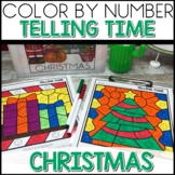 Color by Number Christmas Worksheets | Telling Time to the