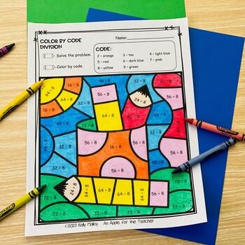Color by Number Code Division Back to School Coloring Pages | TPT