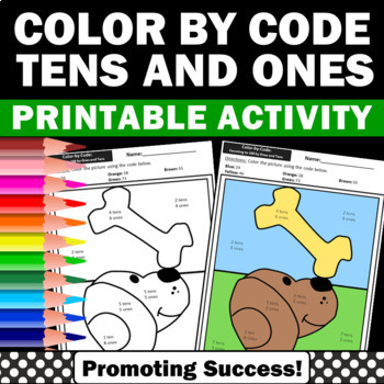 Preview of Tens and Ones Worksheets Place Value Coloring Color by Number Early Finishers