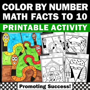 Preview of Addition and Subtraction Color by Number Kindergarten First Grade to within 10