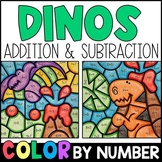 Color by Number -  Dinosaurs Addition and Subtraction Practice