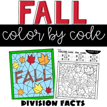 Preview of Color by Number Division Fall Worksheets Morning Work 3rd 4th Grade Practice Fun