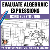 Evaluate Algebraic Expressions using Substitution - Color 