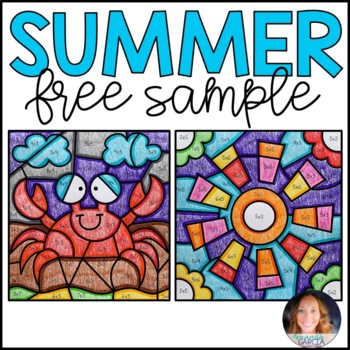 Preview of Color by Number FREE: Summer Multiplication Facts Practice