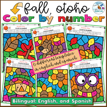Preview of Color by Number Fall English Spanish
