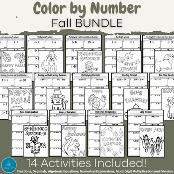 Preview of Color by Number | Fall Math | Math | Fall Activities | Thanksgiving Math | Fall