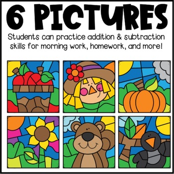 color by number fall mystery pictures place value