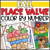Color by Number Fall Place Value Worksheets