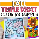 Fall Color by Number Triple Digit Addition & Subtraction