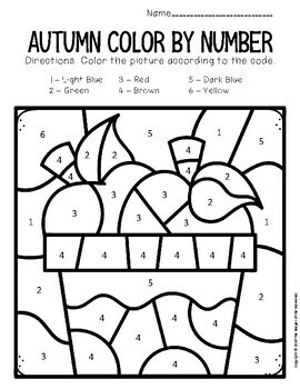 Printable Preschool Fall Themed Color-by-Number Worksheet! – SupplyMe