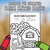 Color by Number - Farm Theme with Mixed Facts FREE Printab
