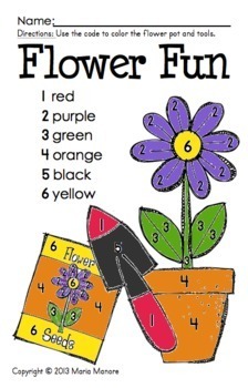 flower pots color by number easy