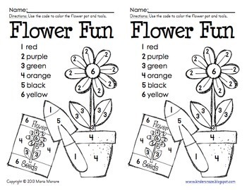 Download Color by Number Flower Pot by Maria Gavin | Teachers Pay Teachers