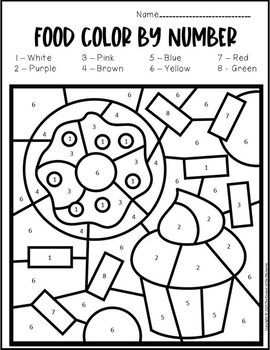 color by number food preschool worksheets by the keeper of the memories