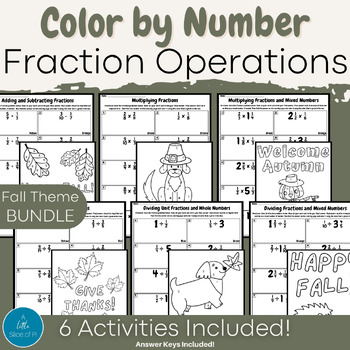 Preview of Color by Number | Fractions | Fall | Math | Fall Activities | Thanksgiving Math
