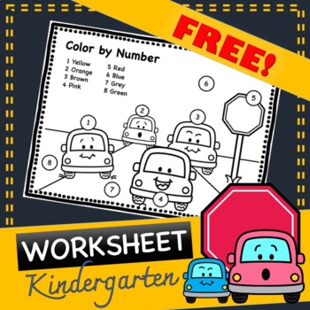 Preview of Color by Number Free Download - Car : Kid Coloring Page